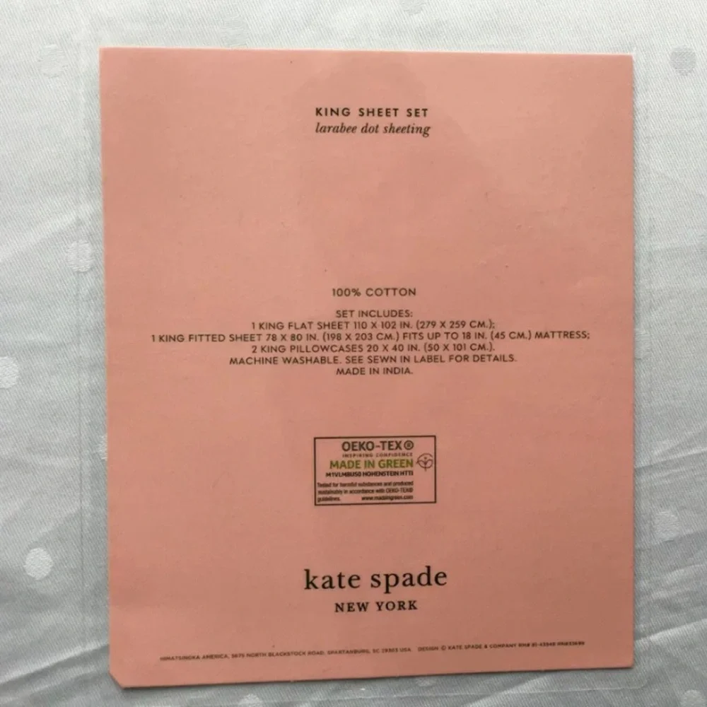 NWT Kate Spade Larabee Dot King Sheets - Picture 2 of 3